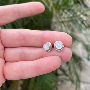 Handmade Moonstone Silver Stud Earrings